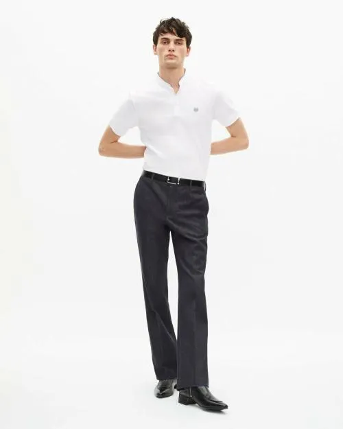 Men Polos The Kooples White Pique Cotton Polo TShirt White Blue