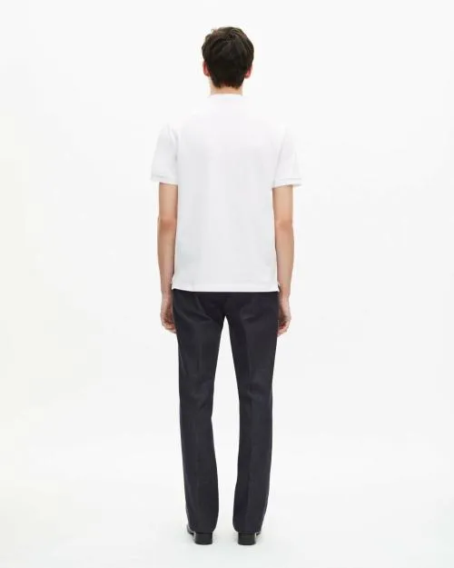 Men Polos The Kooples White Pique Cotton Polo TShirt White Blue