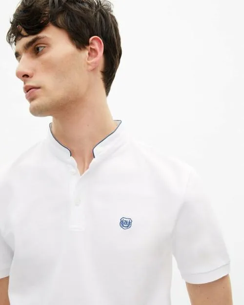 Men Polos The Kooples White Pique Cotton Polo TShirt White Blue