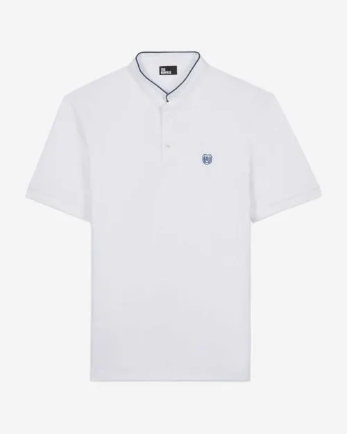 Men Polos The Kooples White Pique Cotton Polo TShirt White Blue