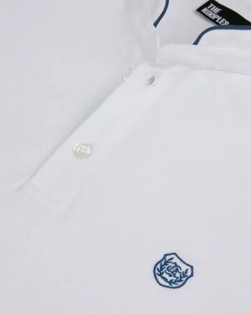 Men Polos The Kooples White Pique Cotton Polo TShirt White Blue