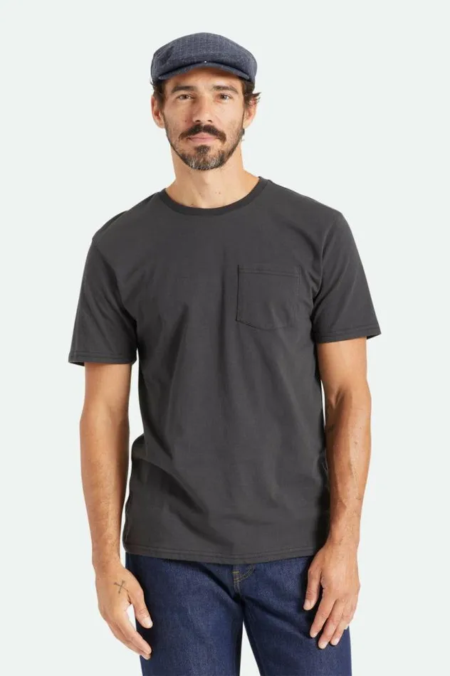 Men Premium Cotton SS Pocket TShirt Black Brixton TShirts