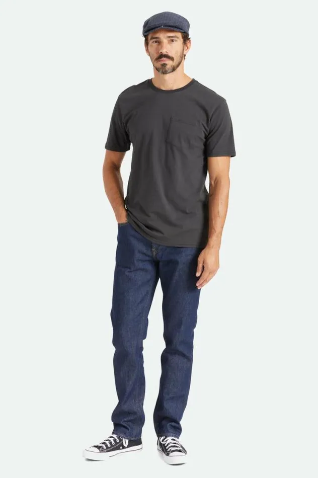 Men Premium Cotton SS Pocket TShirt Black Brixton TShirts