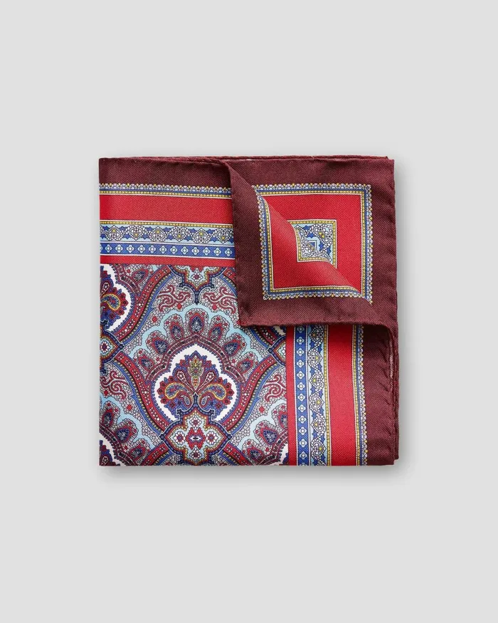 Men Red Paisley Print Pocket Square Red Eton Pocket Squares