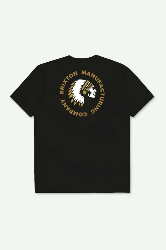 Men Rival Stamp SS Standard Tee Black Garment Dye Brixton TShirts