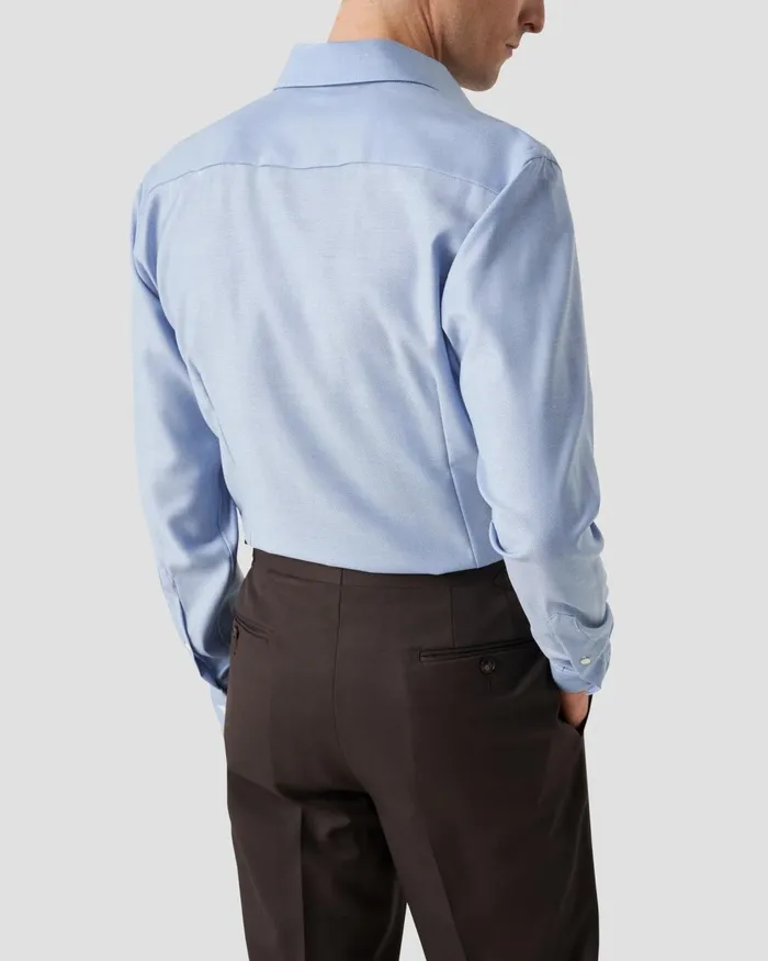 Men Royal Oxford Merino Wool Shirt Blue Eton Dress Shirts