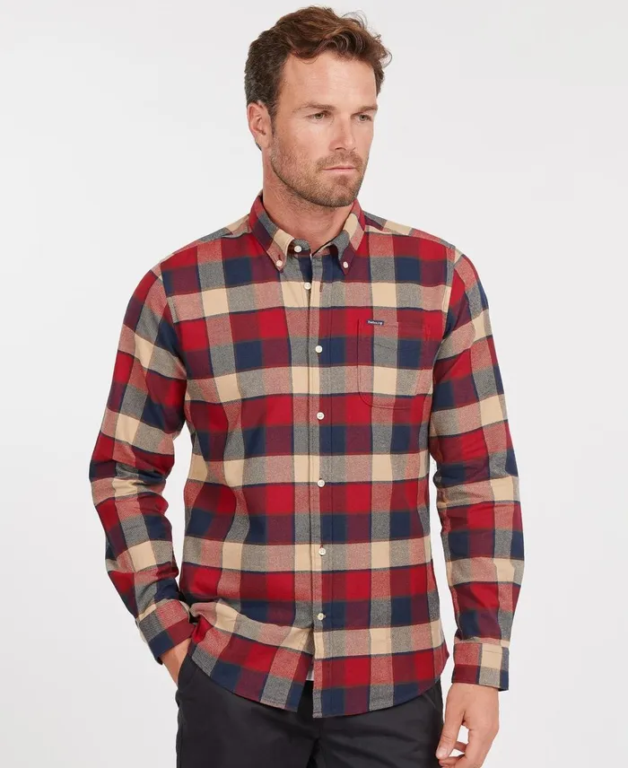 Men Shirts Barbour Valley Tailored Shirt Rich Red