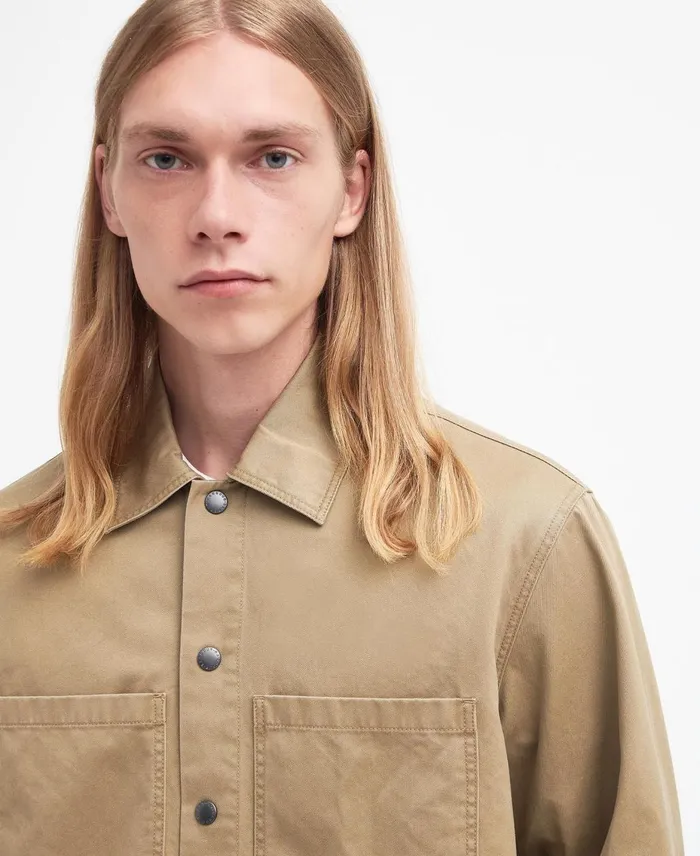 Men Shirts Barbour X Maison Kitsun Relaxed Overshirt Uniform Green Men Shirts Barbour X Maison Kitsun Relaxed Overshirt Uniform Green
