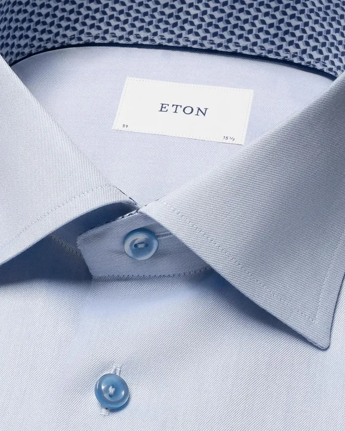 Men Signature Twill Effect Shirt Blue Eton Dress Shirts Men Signature Twill Effect Shirt Blue Eton Dress Shirts