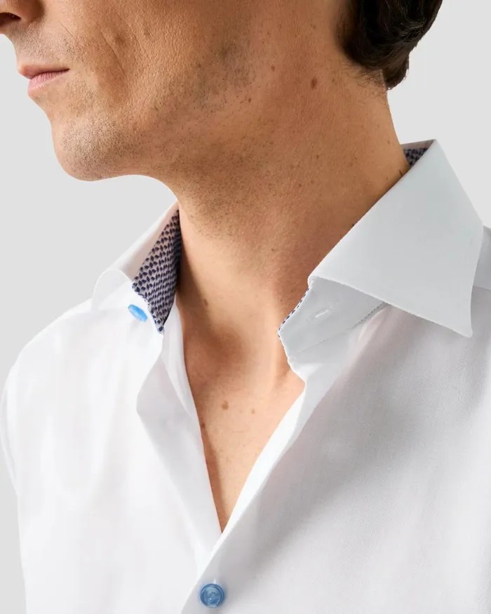 Men Signature Twill Effect Shirt White Eton Dress Shirts