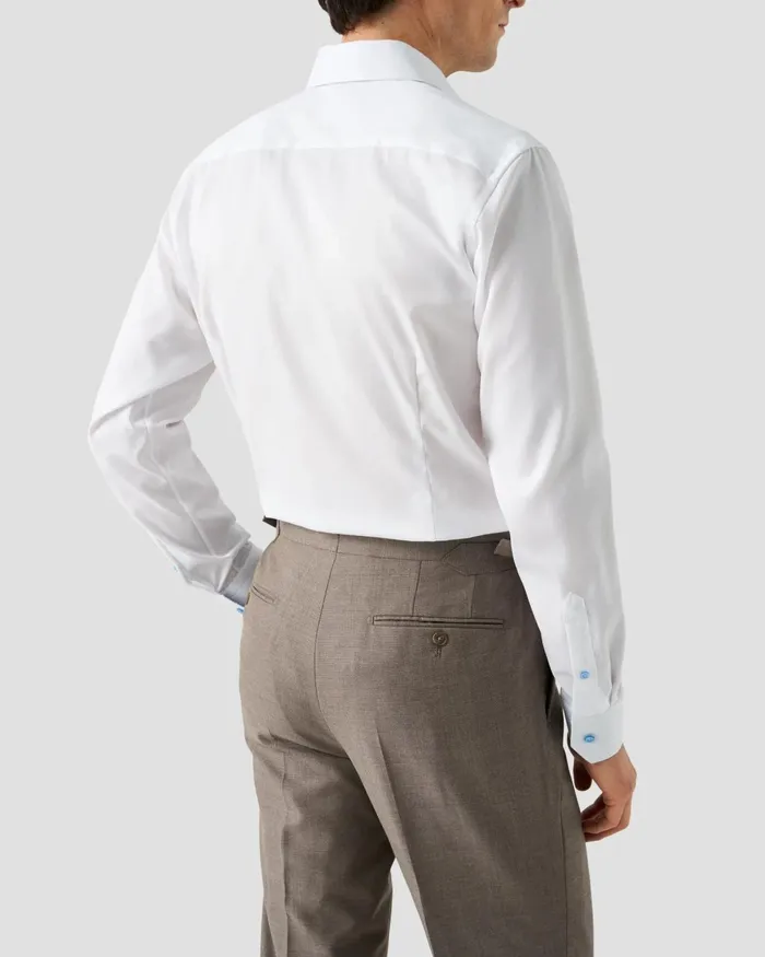 Men Signature Twill Effect Shirt White Eton Dress Shirts