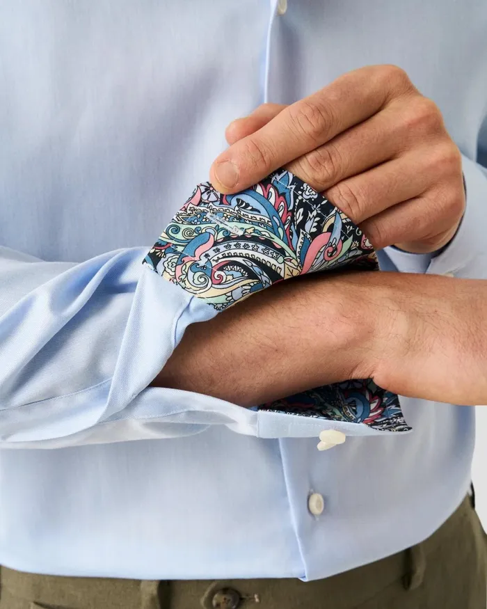 Men Signature Twill Paisley Effect Shirt Blue Eton Dress Shirts Men Signature Twill Paisley Effect Shirt Blue Eton Dress Shirts