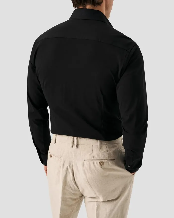 Men Solid Cotton FourWay Stretch Shirt Black Eton Dress Shirts Men Solid Cotton FourWay Stretch Shirt Black Eton Dress Shirts