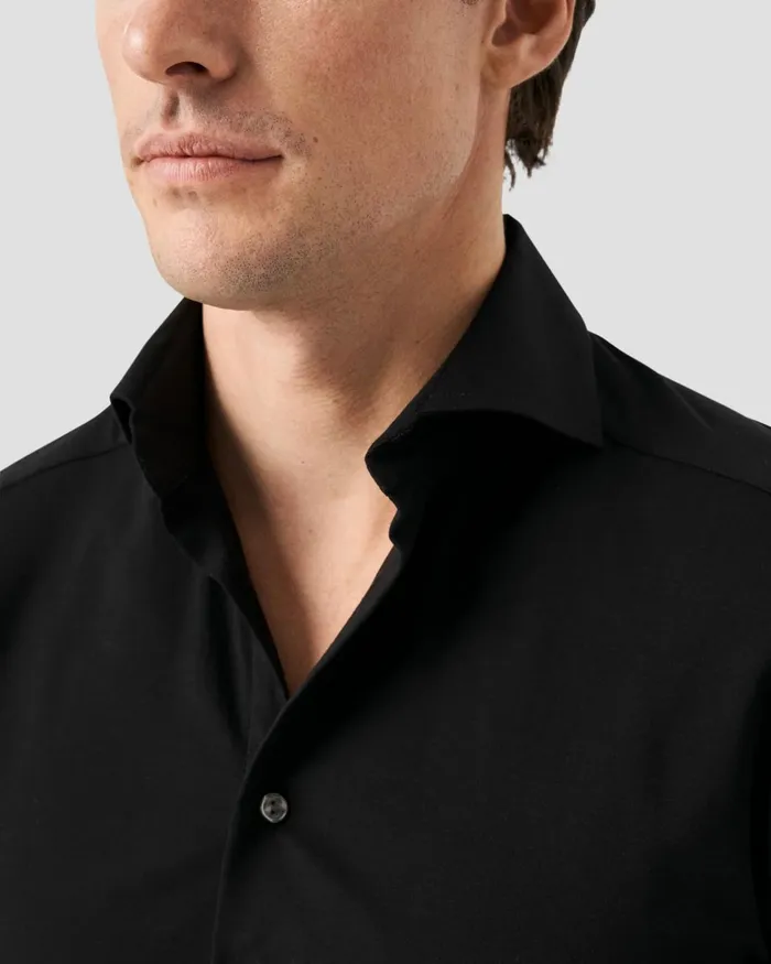 Men Solid Cotton FourWay Stretch Shirt Black Eton Dress Shirts Men Solid Cotton FourWay Stretch Shirt Black Eton Dress Shirts