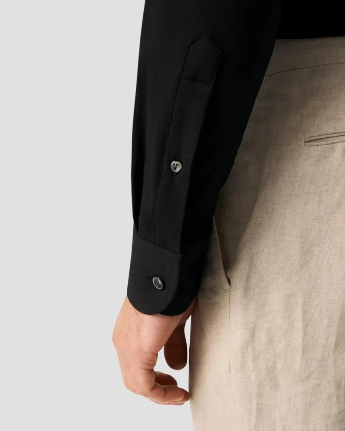 Men Solid Cotton FourWay Stretch Shirt Black Eton Dress Shirts Men Solid Cotton FourWay Stretch Shirt Black Eton Dress Shirts