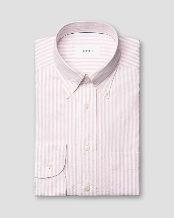 Men Striped Royal Oxford Shirt Pink Eton Casual Shirts Men Striped Royal Oxford Shirt Pink Eton Casual Shirts
