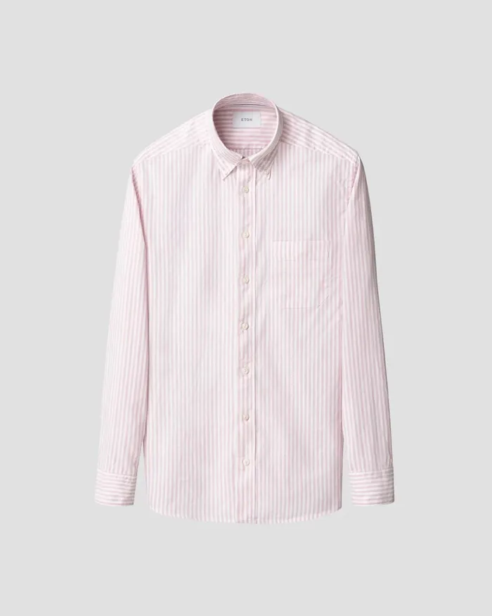 Men Striped Royal Oxford Shirt Pink Eton Casual Shirts Men Striped Royal Oxford Shirt Pink Eton Casual Shirts
