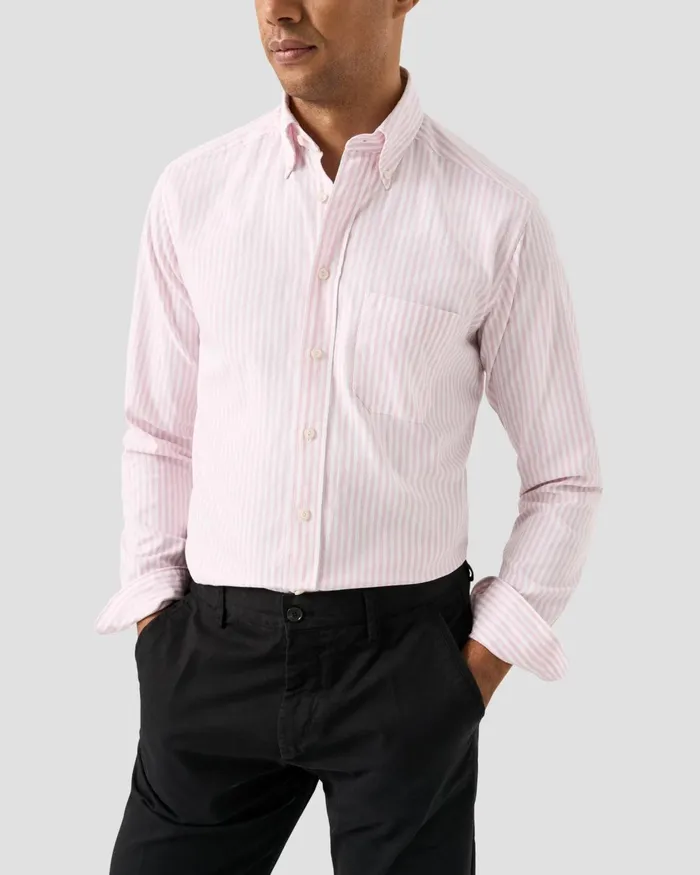 Men Striped Royal Oxford Shirt Pink Eton Casual Shirts Men Striped Royal Oxford Shirt Pink Eton Casual Shirts