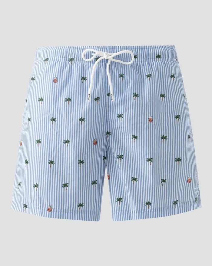 Men Striped Swim Shorts Blue Eton Shorts and Swim Shorts