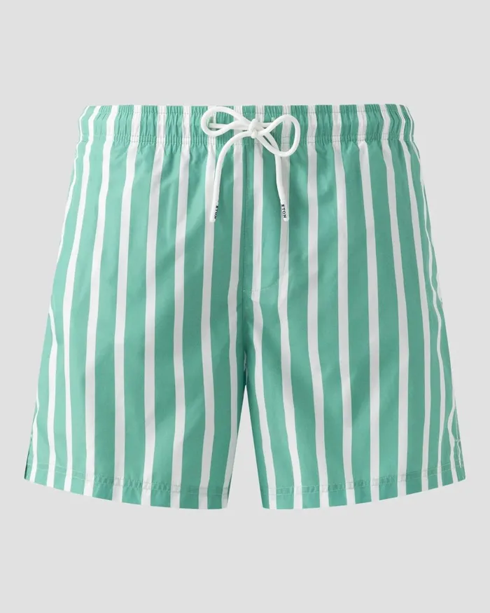 Men Striped Swim Shorts Green Eton Shorts and Swim Shorts