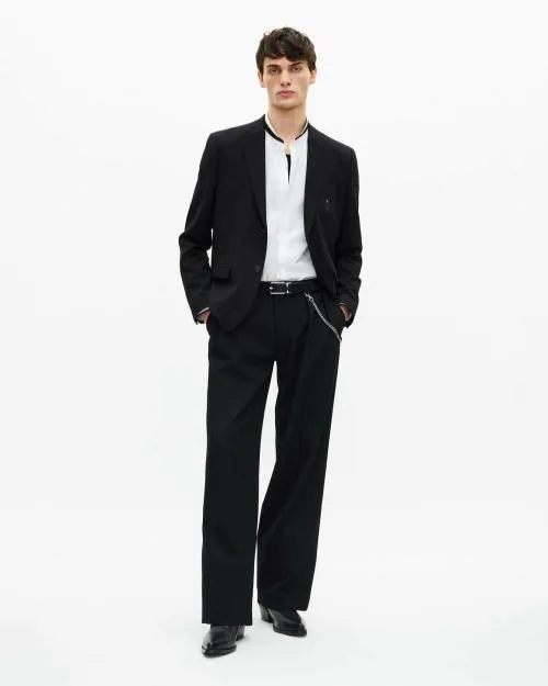 Men Suits The Kooples StraightCut Black Wool PiquEacute Jacket Black