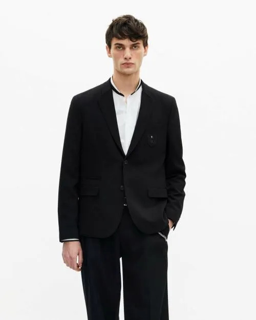 Men Suits The Kooples StraightCut Black Wool PiquEacute Jacket Black