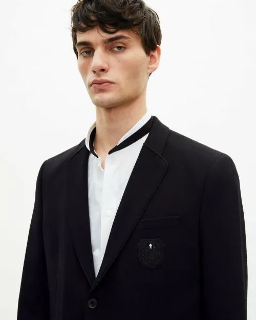 Men Suits The Kooples StraightCut Black Wool PiquEacute Jacket Black