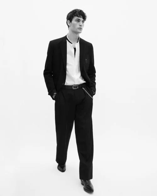 Men Suits The Kooples StraightCut Black Wool PiquEacute Jacket Black