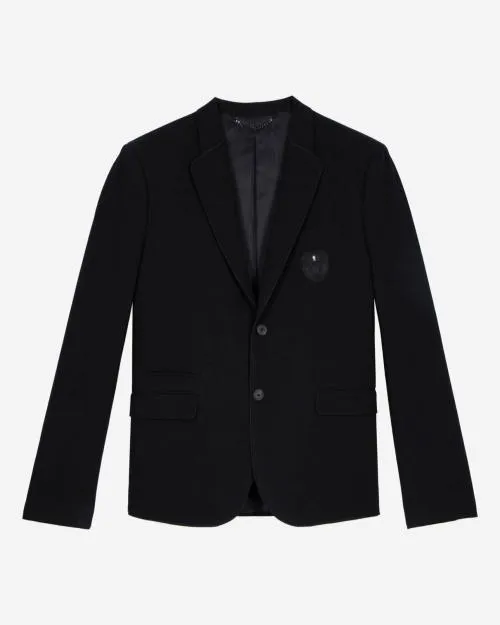 Men Suits The Kooples StraightCut Black Wool PiquEacute Jacket Black