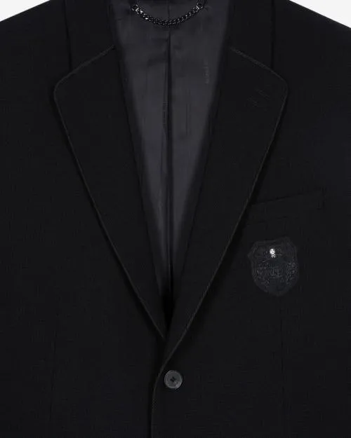 Men Suits The Kooples StraightCut Black Wool PiquEacute Jacket Black