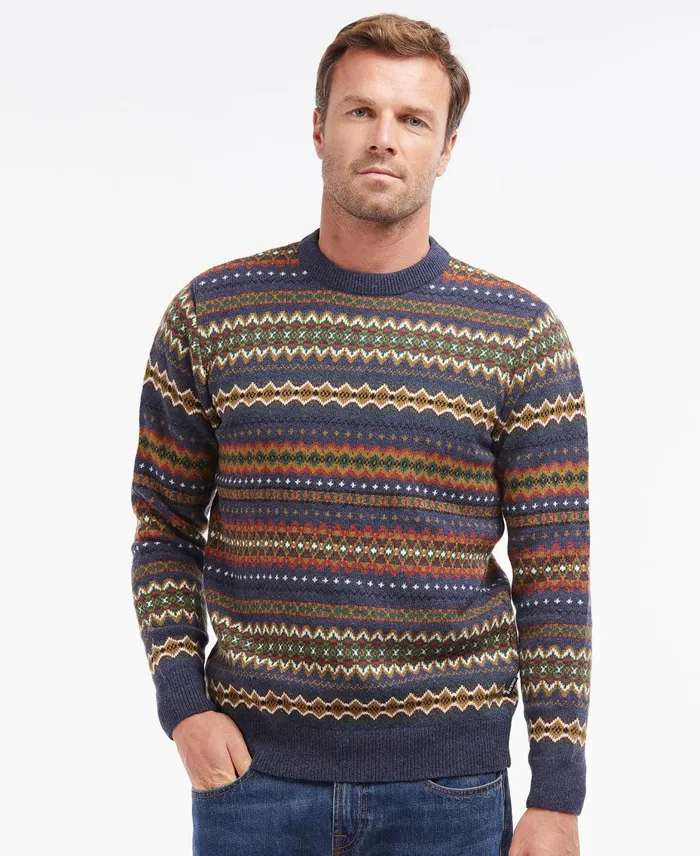 Men Sweaters Barbour Case Fairisle Crew Neck Sweater Midnight