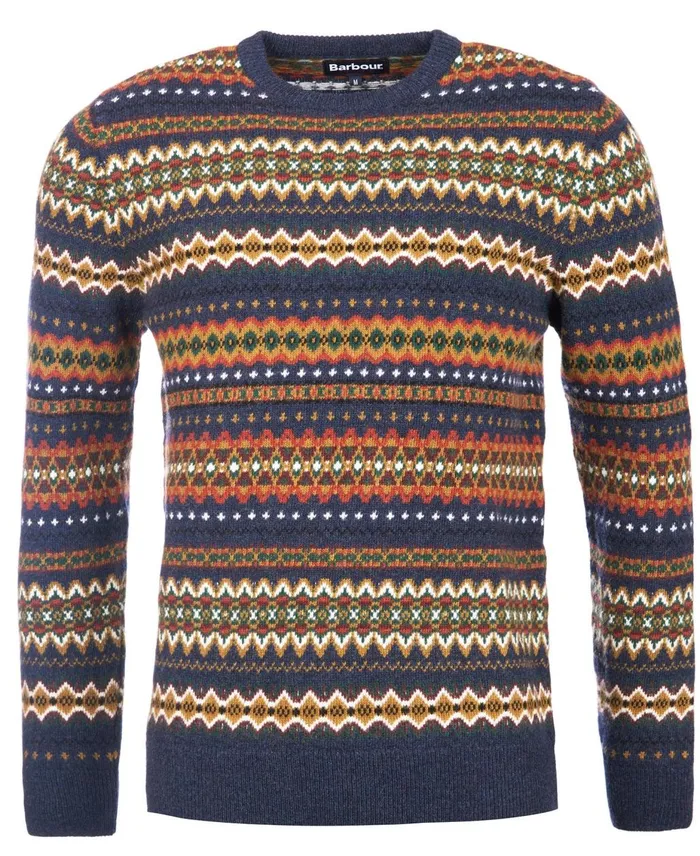 Men Sweaters Barbour Case Fairisle Crew Neck Sweater Midnight Men Sweaters Barbour Case Fairisle Crew Neck Sweater Midnight