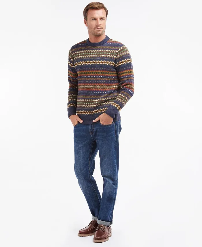 Men Sweaters Barbour Case Fairisle Crew Neck Sweater Midnight Men Sweaters Barbour Case Fairisle Crew Neck Sweater Midnight