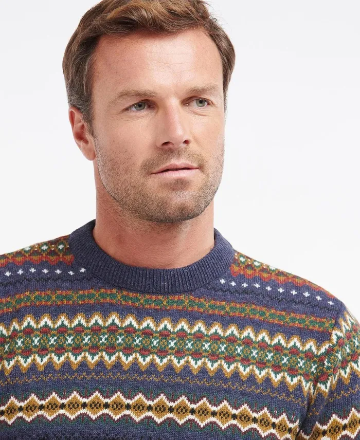 Men Sweaters Barbour Case Fairisle Crew Neck Sweater Midnight Men Sweaters Barbour Case Fairisle Crew Neck Sweater Midnight