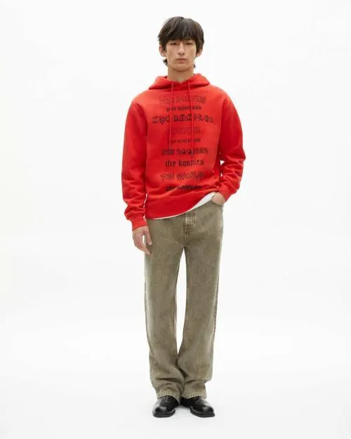 Men Sweatshirts The Kooples Red Hooded Sweatshirt With Screen Print Red