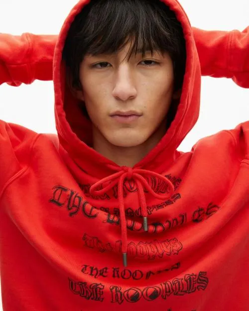 Men Sweatshirts The Kooples Red Hooded Sweatshirt With Screen Print Red