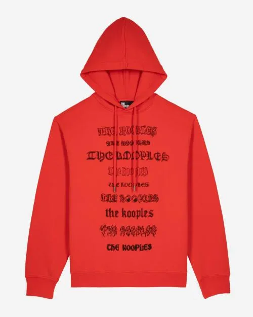 Men Sweatshirts The Kooples Red Hooded Sweatshirt With Screen Print Red