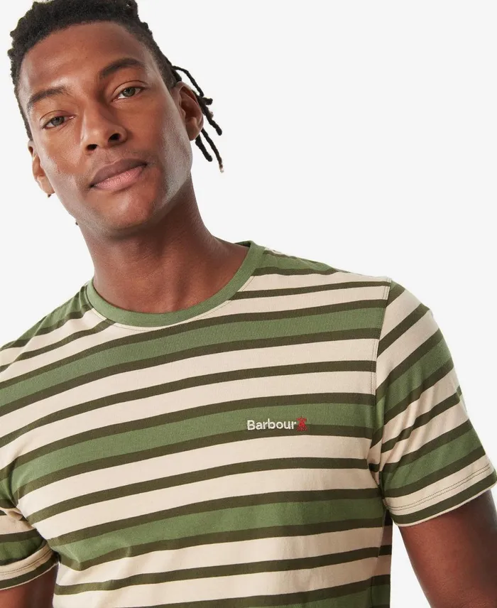 Men TShirts Barbour Crundale Stripe TShirt Burnt Olive Men TShirts Barbour Crundale Stripe TShirt Burnt Olive
