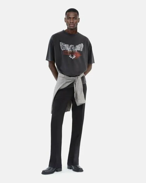 Men Tshirts The Kooples Black Screen Print TShirt Black Washed