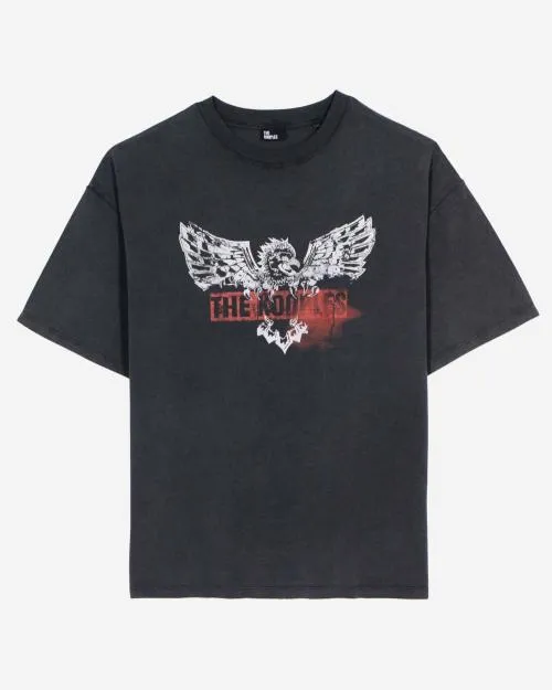 Men Tshirts The Kooples Black Screen Print TShirt Black Washed