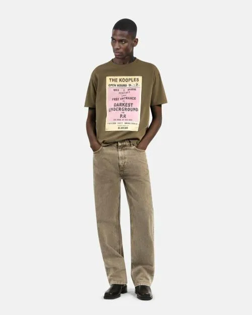 Men Tshirts The Kooples Khaki Screen Print TShirt Olive Kaki