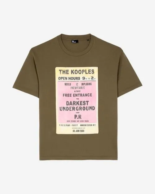 Men Tshirts The Kooples Khaki Screen Print TShirt Olive Kaki