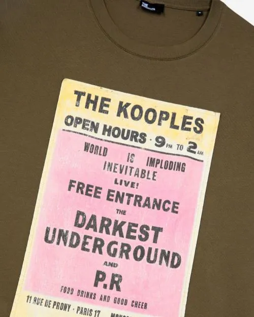 Men Tshirts The Kooples Khaki Screen Print TShirt Olive Kaki