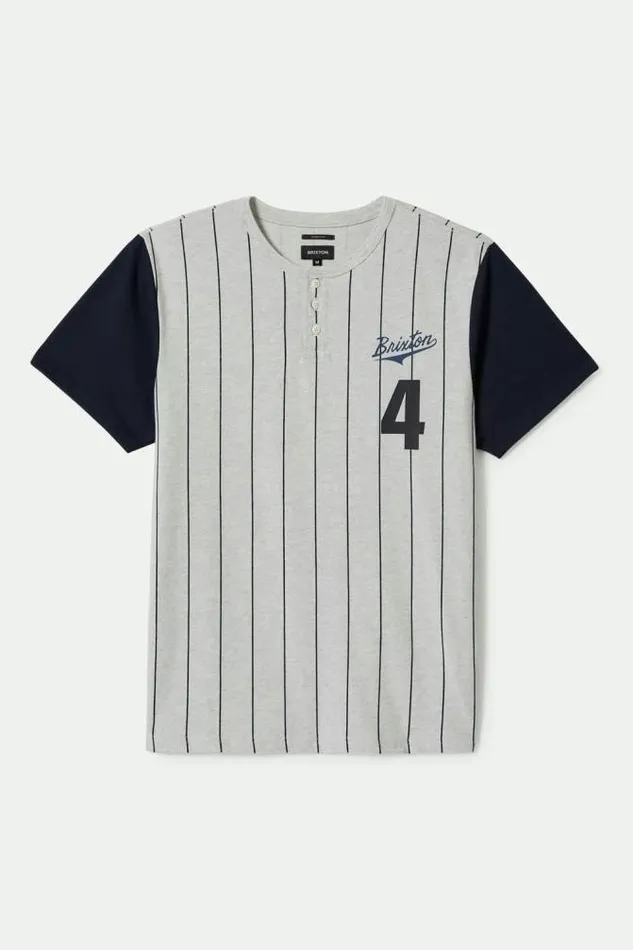 Men The League Baseball TShirt Heather Grey Ashwashed Navy Brixton TShirts