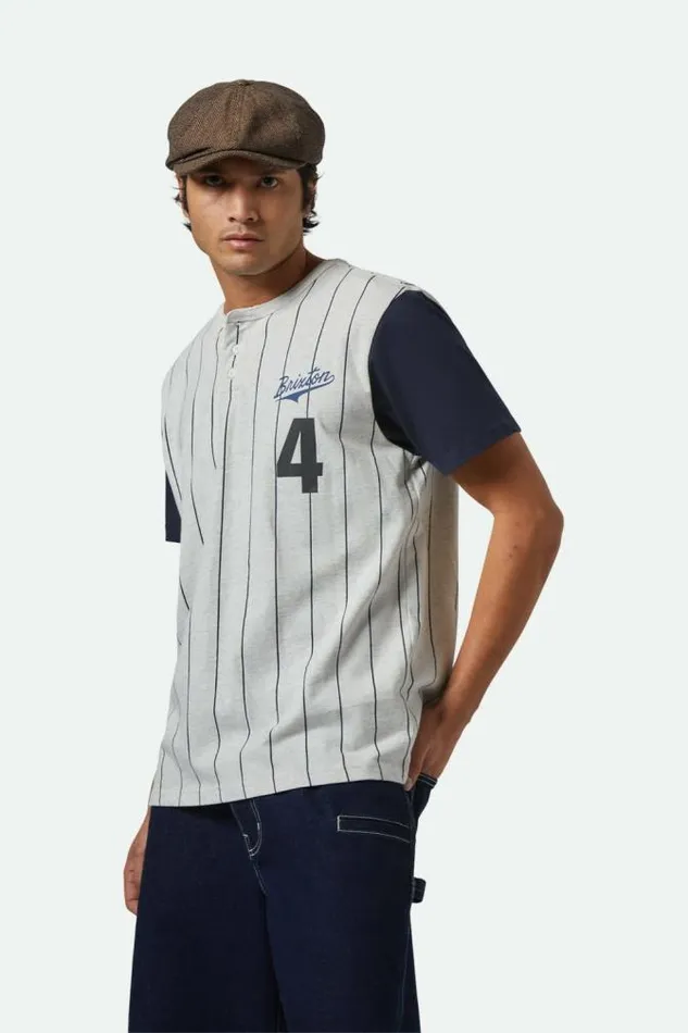 Men The League Baseball TShirt Heather Grey Ashwashed Navy Brixton TShirts