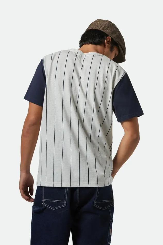 Men The League Baseball TShirt Heather Grey Ashwashed Navy Brixton TShirts