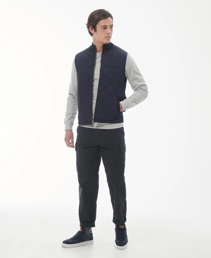 Men Vests Barbour Essential Box Quilt Gilet Charcoal Marl Men Vests Barbour Essential Box Quilt Gilet Charcoal Marl