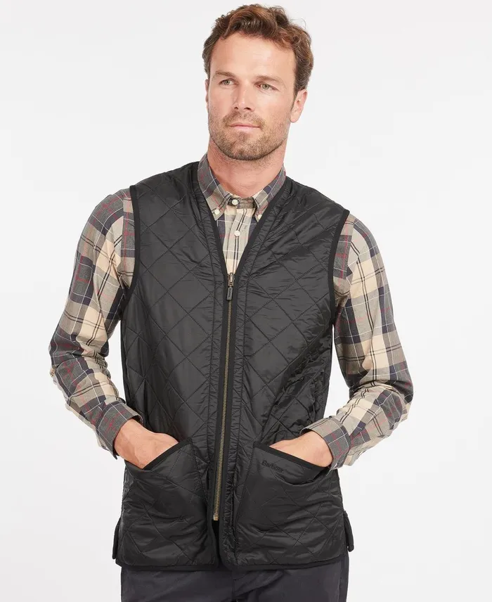 Men Vests Barbour Polarquilt WaistcoatZipIn Liner Black