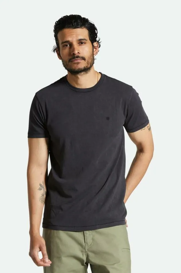 Men Vintage Reserve SS TShirt Black Sol Wash Brixton Polos and Henleys