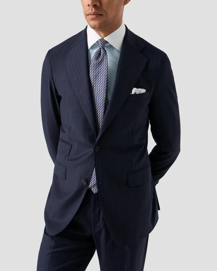 Men White Collar Fine Striped Shirt Blue Eton Dress Shirts Men White Collar Fine Striped Shirt Blue Eton Dress Shirts